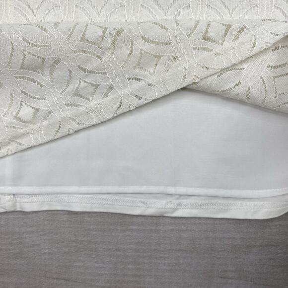 Market & Spruce Top Womens XXL Cream White Lace Cutout Overlay Short Sleeve Zip - Picture 7 of 9